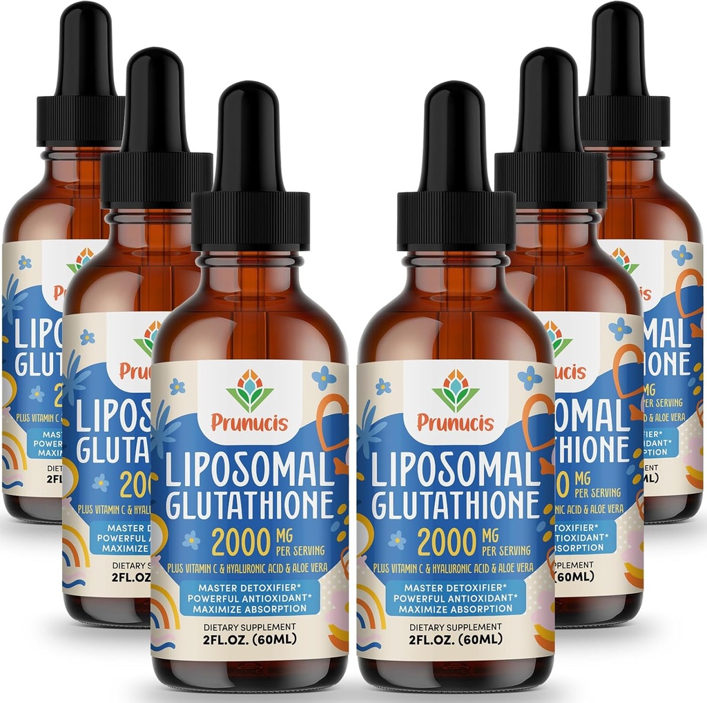 2000MG Liposomal Glutathione Liquid, 98% Absorpce, Aktivní forma L-Glutathione dodatek, Vegan Friendly, Výkonný antioxidační komplex pro imunitní systém, Stárnutí obrany, Detox, 12 FL.OZ
