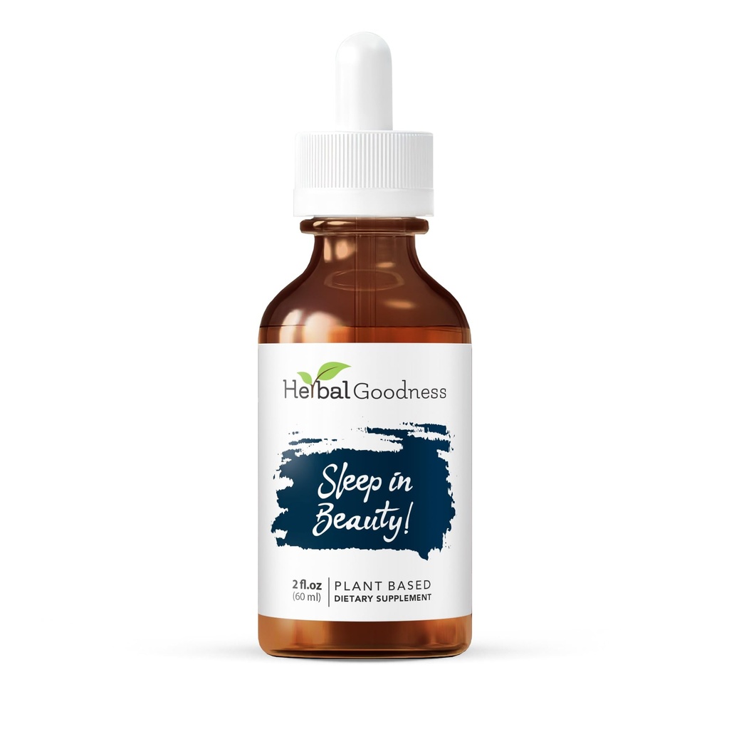 Sleep in Beauty - Organic Valerian Root Liquid Kaps 2 Fl. oz, Lemon Balm, Přírodní spánková podpora pro dospělé, Relaxation Aid, Non- GMO, Vegan, gluten- Free, USDA Organic, No Melatonin