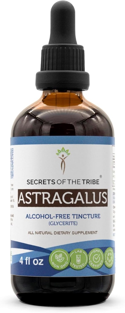 Tajemství Tribe Astragalus Tincture Alcohol- Free Liquid Extract, Astragalus (Astragalus membranaceus) Sušená kořenová (4 FL OZ)