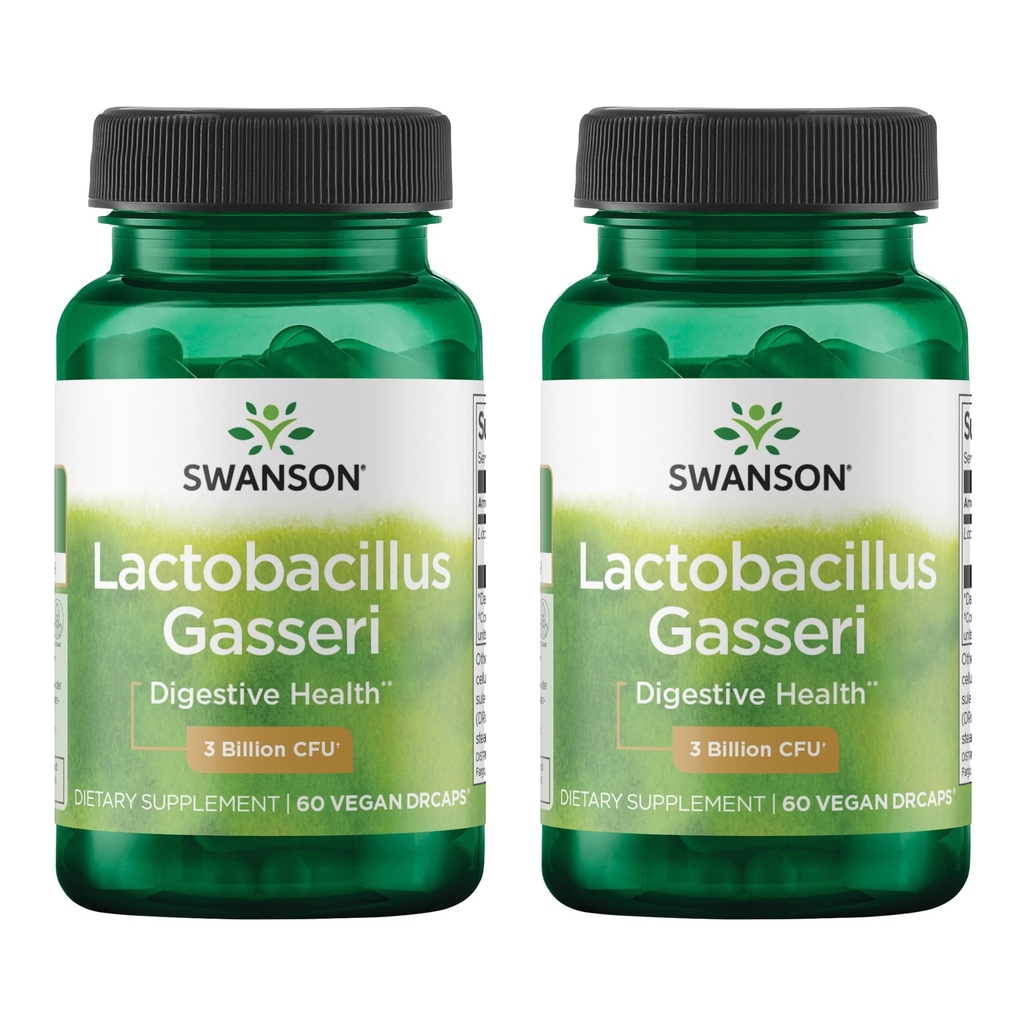 Swanson Lactobacillus Gasseri - Probiotický dodatek pro podporu trávicího zdraví s 3 biliony CFU - Design- Release Satiety & Fat Metabolismus Support - (60 Veggie Kapsle) 2 Lahvičky