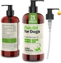 Deley Naturals Dog Fish Oil Island 2X Omega - Psí svědění kůže Relief s Omega 3 6 9 pro alergie, Coat & Heart - Omega 3 Fish Oil pro psy kůže Irritation - 16oz Omega Oil pro psy Made in USA