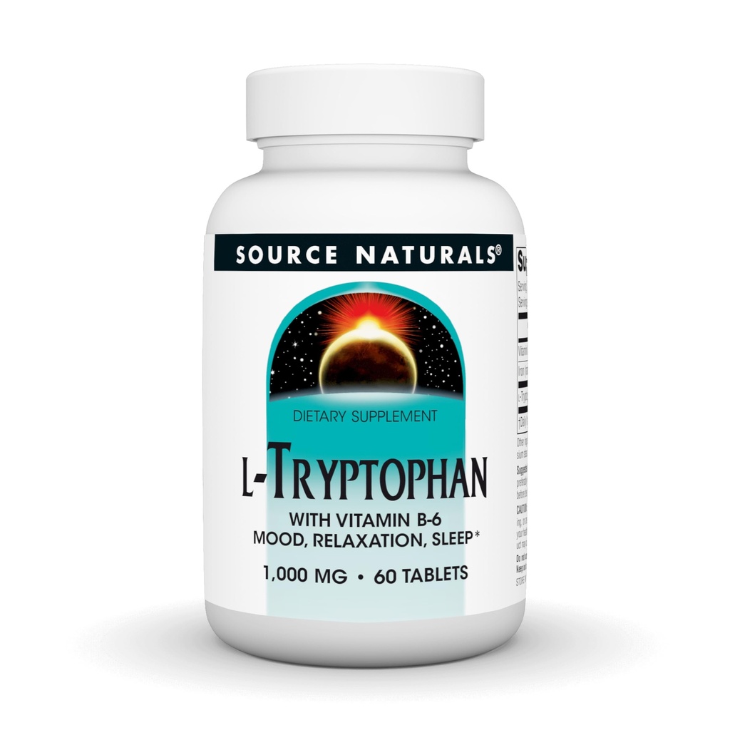 Zdroj Naturals L-tryptofan s vitaminem B-6 - Podpůrné nálady, relaxace a spánku - 1000mg - 60 tablet