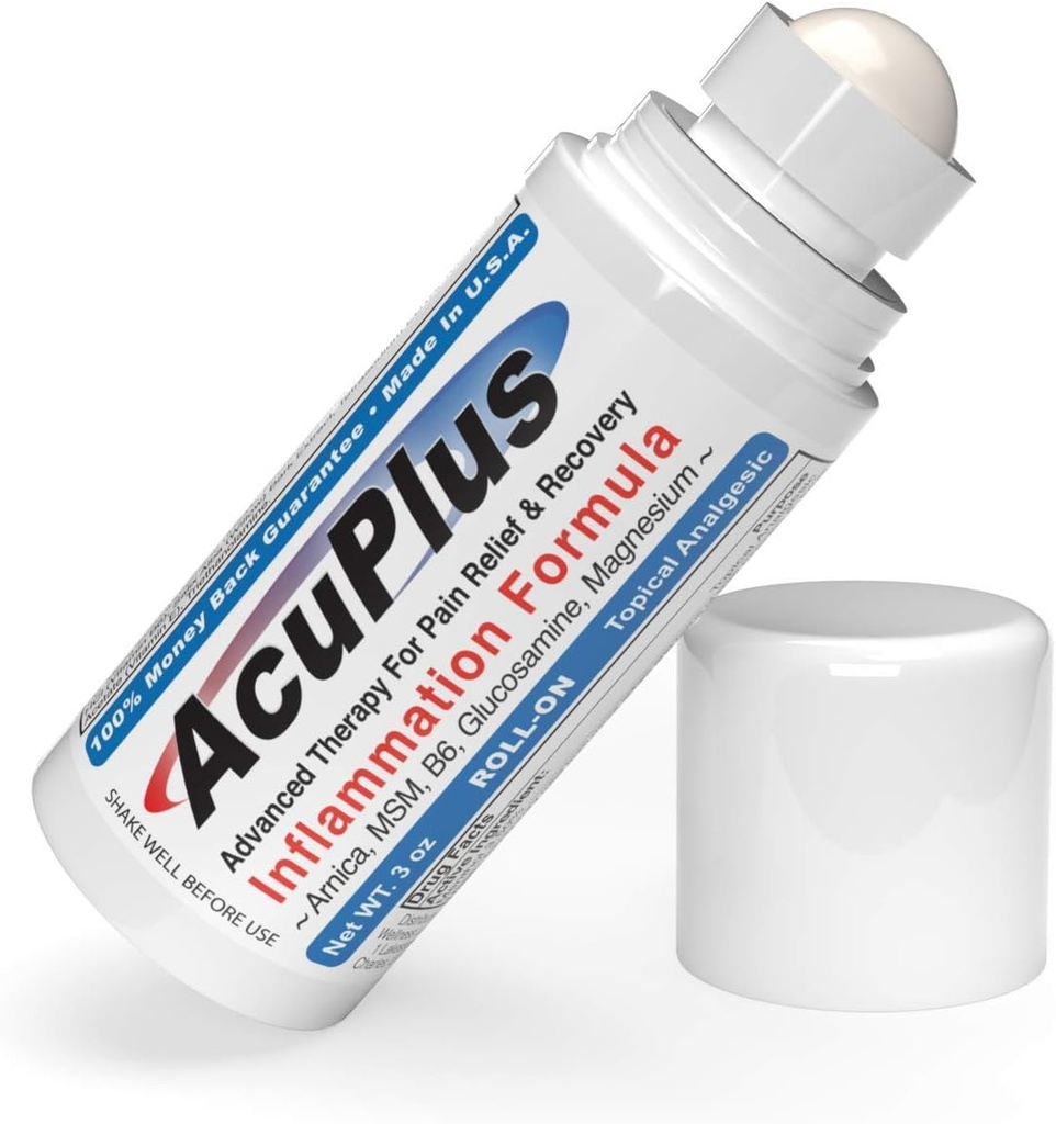 AcuPlus - Pain Relief Roll On - Topical Anti Zánět pro Soothee Muscles & Joints - Artritis Pain Reliever, Bursitis, Tendonitis Cream - TSA Compliant, Convenent Roll On - 3 fl. oz. (Balení po 1)
