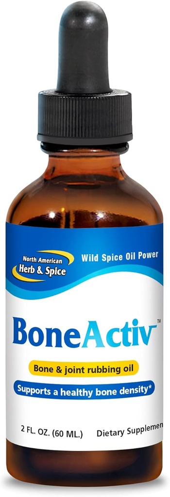 North American Herb & Spice BoneActiv - 2 fl. oz. - Bone & Joint Rubbing Oil - Podporuje zdravé kosti - Non- GMO, Vegan - 346 Služeb