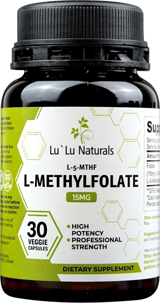 Lu 'Lu Naturals L Methylfolát 15 mg Activated Methylfolát, kyselina listová, 5-mthf 30 Veggie Caps