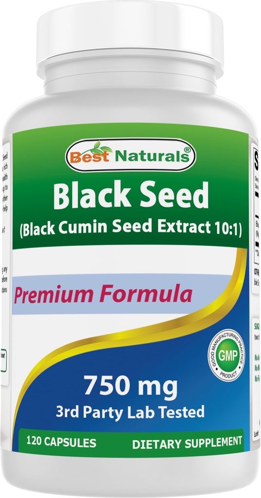 Nejlepší Naturals Black Seed (Black Cumin Seed Extract 10: 1) 750 mg per serv- 120 Kapsle