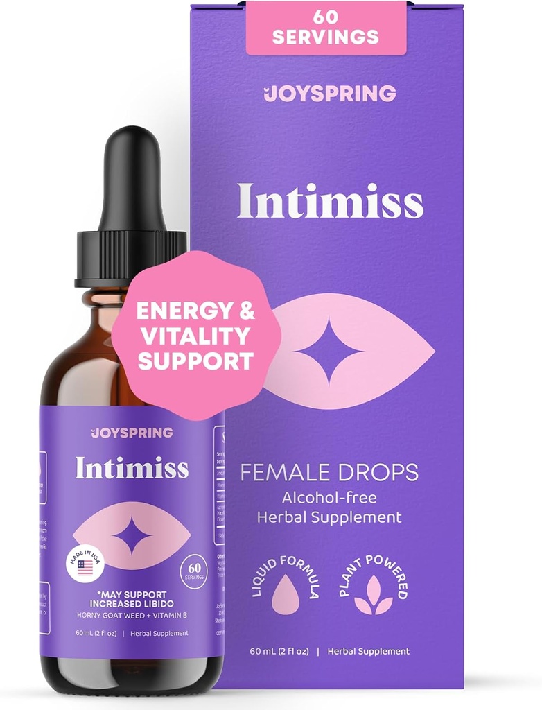 JoySpring Bylinné Libido Podpora žen - Horny Kozí Tráva a Ashwagandha Tekuté Kapky - Maca Root, Fenugreek, a Red Ginseng pro Wellness a Vitality