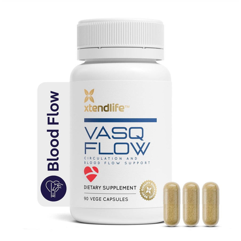 Xtendlife VasQFlow Nitric Oxide Booster - pro oběh, krevní tok, srdce a svalovina Support- s červeným špenátem extrakt & pokročilý česnek - 1 měsíční zásoba (90 Počet)