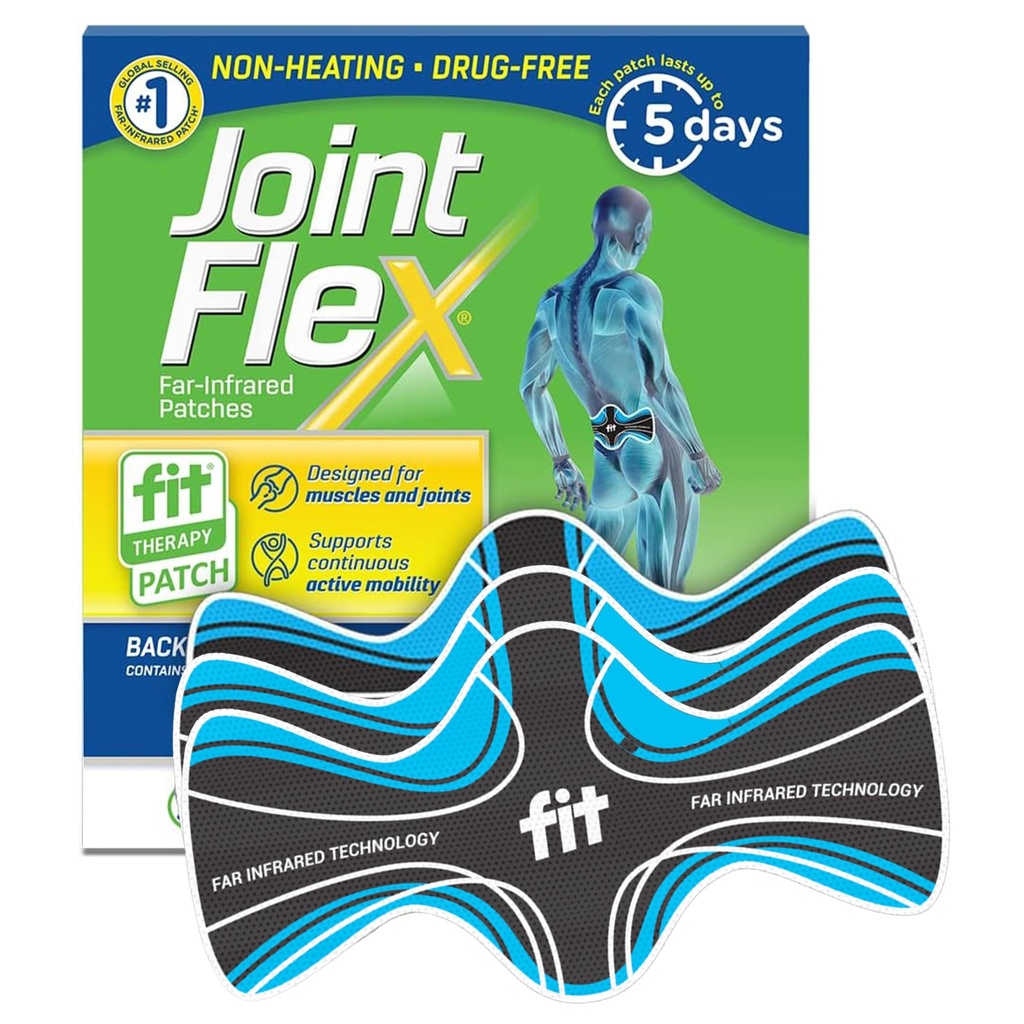 JointFlex FIT Therapy Far Infrared Patch for Lower Back, podporuje kontinuální aktivní mobilitu, do 5 dnů / Patch, syntetický, voděodolný, non-topení, Drug- Free - 3 Pack, 7.87 "x 3.93"