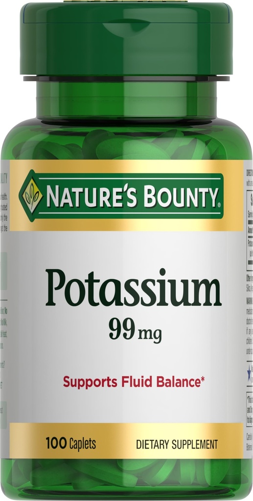 Příroda Bounty Draslík 99mg, podporuje rovnováhu tekutin a svalové aktivity, podílí se na normální srdeční funkce, draslík Gluconate doplněk stravy, gluten zdarma, 1 per day, 100 Vegetariánské Kapsle