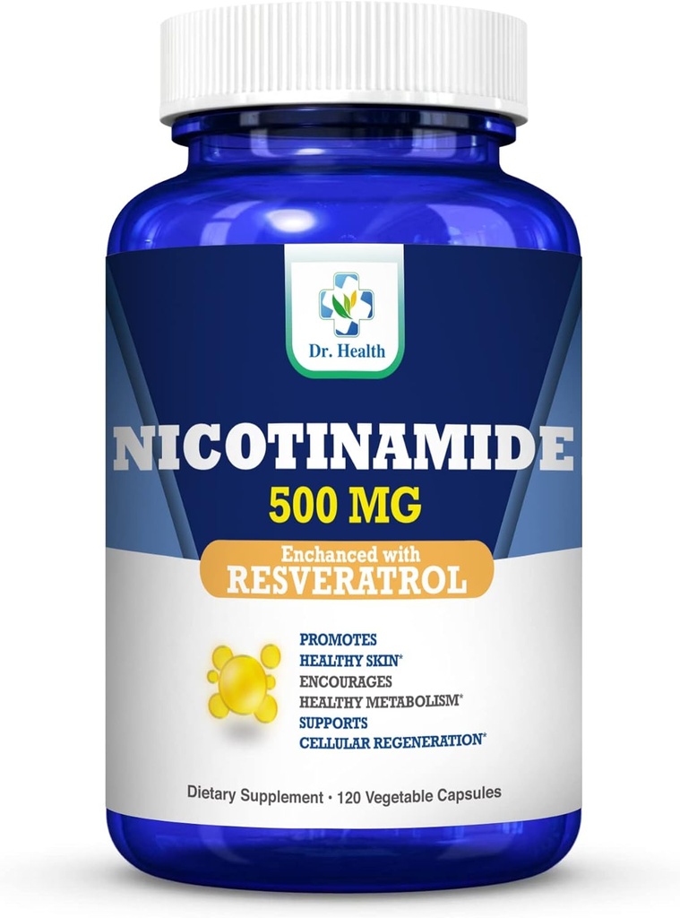 Nikotinamid 500mg Enhanced w. Resveratrol 100mg 120 Veggie Kapsle Až 4 měsíce Dodávat vitamín B3 w. Antioxidant Všechny přírodní doplněk stravy Podpora Cellular Health Energy & Aging Gracefully