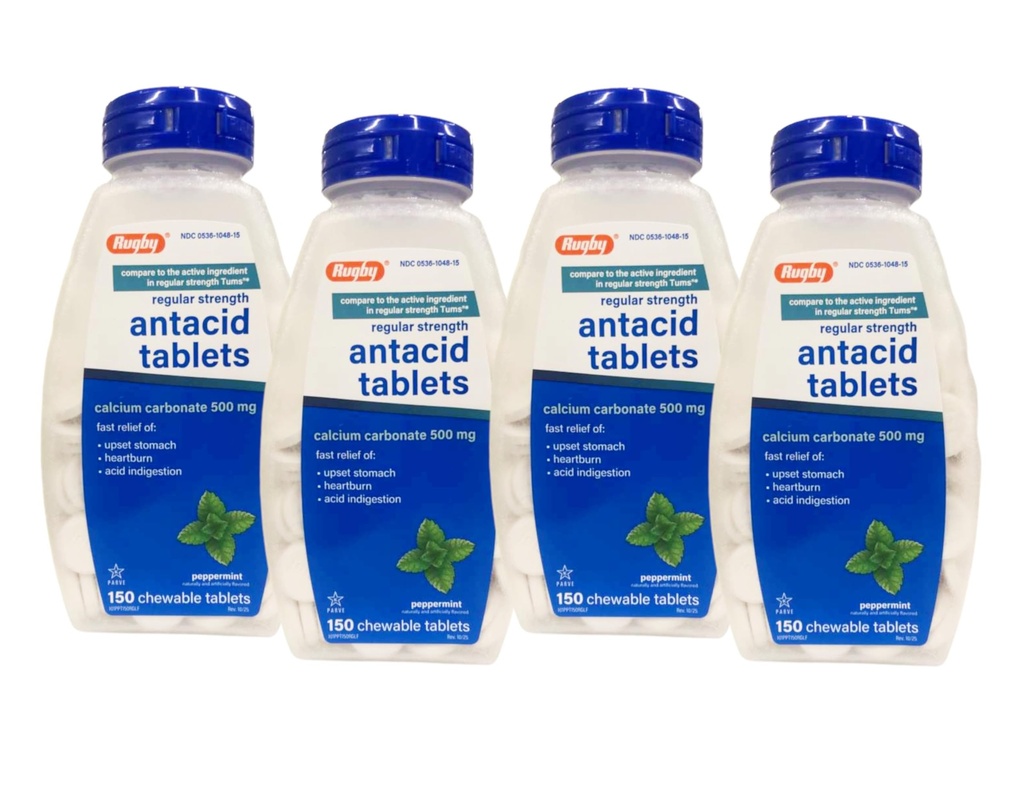 Karbonát vápenatý ragby 500mg Antacida Tablety Pepermint, Pravidelný Stregh, 150 Žvýkací Tablety - 4 balení