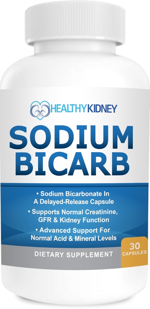 Bikarbonát sodný 650 Mg Tablety - opožděné uvolnění pro normální funkci ledvin - Pečící Soda Tablety, Prášky sodíku, Bikarbonato De Sodio para Tomar, Bikarbonát sodovky - 30 Kapsle