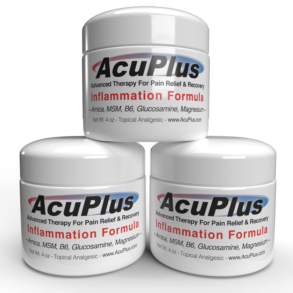 AcuPlus - Advanced Pain Relief Topical Anti Zánětlivý krém na Soothee Muscle & Joint Pain - Artritida, Bursitida, & Tendonitis - Fast- jednající vzorec s přírodními složkami - 4 oz. každá, balení 3