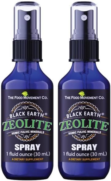 Black Earth Zeolite s humic Fulvic kyseliny, stopové minerály, pro dospělé a děti podporuje Gut zdraví, imunitní podpora, Digestion a eliminace a více 1oz Liquid Pump Spray Dodatek (2 Pack)
