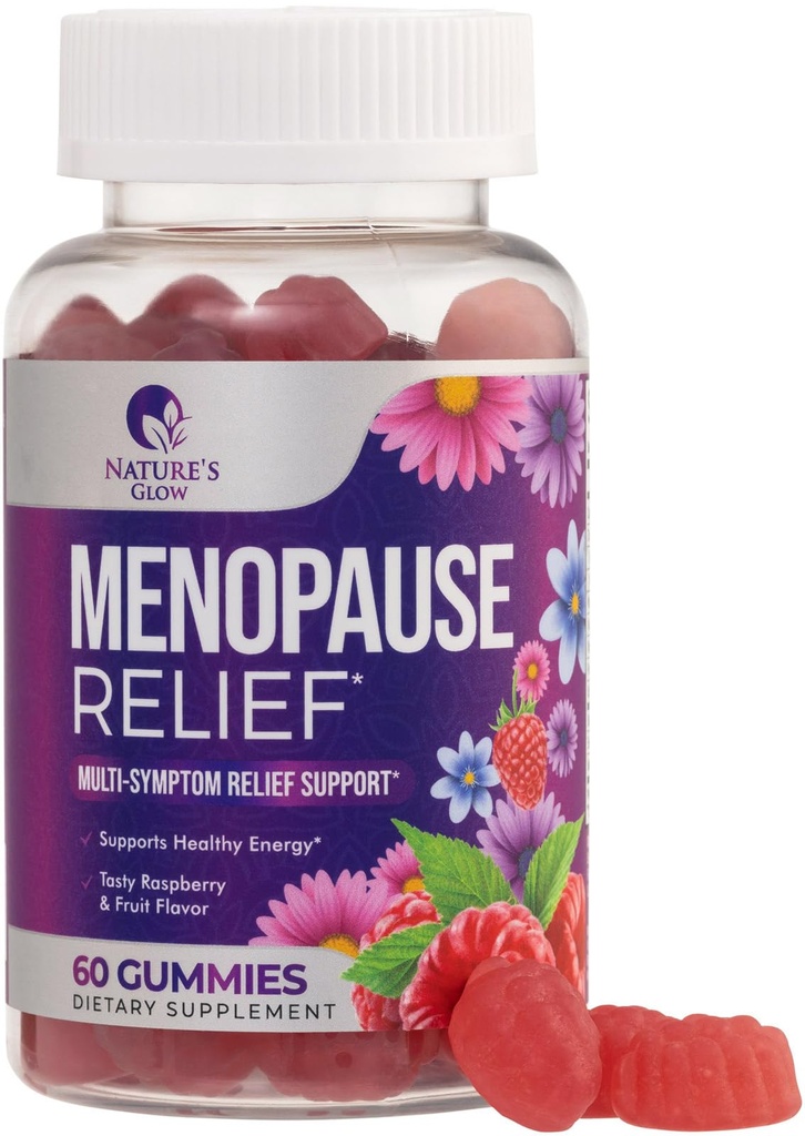 Menopauza Dodatek pro ženy - Kompletní multi- benefit Menopauza Relief Gummy pro mírné horké záblesky & noční pocení, Přírodní bilance & Podpora energie, Menopauzální vitamíny, Non- GMO - 60 Gummies