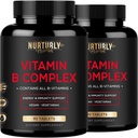 Komplex vitaminu B - Obsahuje všechny esenciální vitaminy B - B1, B2, B3, B5, B6, B7, B9, B12 a Biotin - Super B komplexní vitaminy pro energii, podporu imunity - 180 tablet