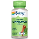 SOLARAY Pravé Byliny Skořice Kůra 1000mg - Příslušenství pozemní Skořice - Bylinná podpora pro celkové Wellness - Non- GMO Projekt ověřen - Veganské kapsle, 60- denní záruka - 30 Servings, 60 VegCaps