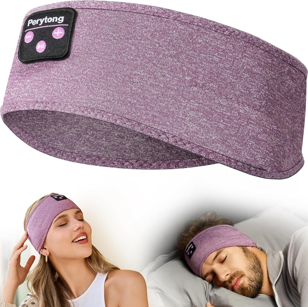 Perytong Bluetooth Čelenka s bezdrátovými sluchátky pro spaní, cvičení, běh, nespavost, cestování, jóga