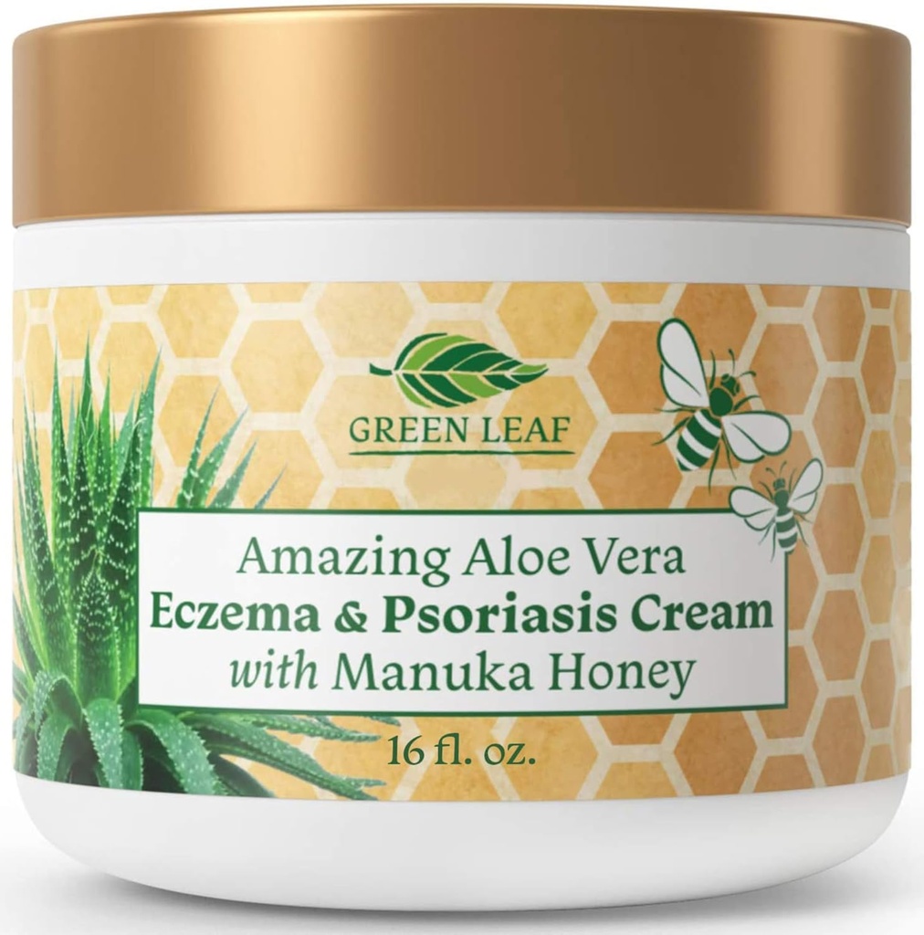 Manuka Honey Eczema Cream Moisturization Lotion for Psoriasis Relief - Itchy, Suchá kůže vyrážky Mast-Skin Soothing Moisturizer Baby Kids & Adults- High Power Body & Face Cream 16oz