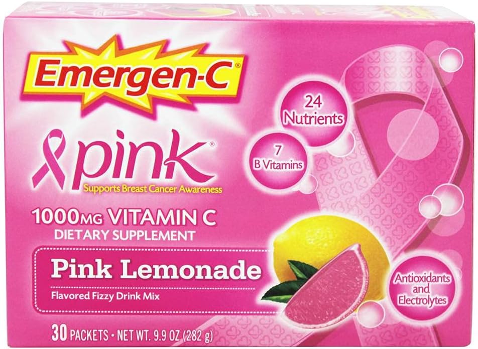 Emergen- C 1000mg vitamin C prášek pro denní imunitní podporu kofein zdarma vitamín C doplňky se zinkem a mangan, B vitaminy a elektrolyty, Super Orange Flavor - 30 Počet