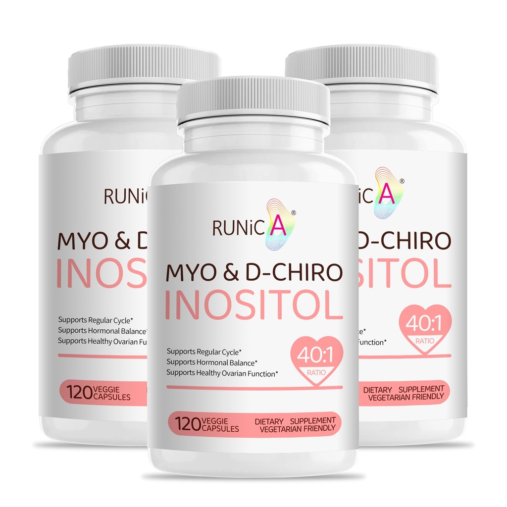 Myo- Inositol & D- Chiro Inositol Dodatek pro ženy - Ideální 40: 1 Poměr -Podpora ženské hormon bilance & plodnost a ovariální zdraví - Vegan Powder Kapsle - 90- Day Supply