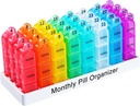 Zoksi Monthly Pill Organizer 3 krát denně, Jeden měsíc Pill Box Organizátor Morn-Noon-Eve, 30 Den Pill Pouzdro na cestu, 31 Den Medicine Organizátor s 32 Removable Compartments for All Meds