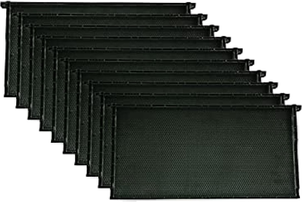 Mann Lake Premium Beekeeping Frames, All- in- One Frame & Foundation, Natural Beeswax Coating, Universal Fit, BPA & BPS Free, 9 1 / 8 Inches, Black, 10- Pack