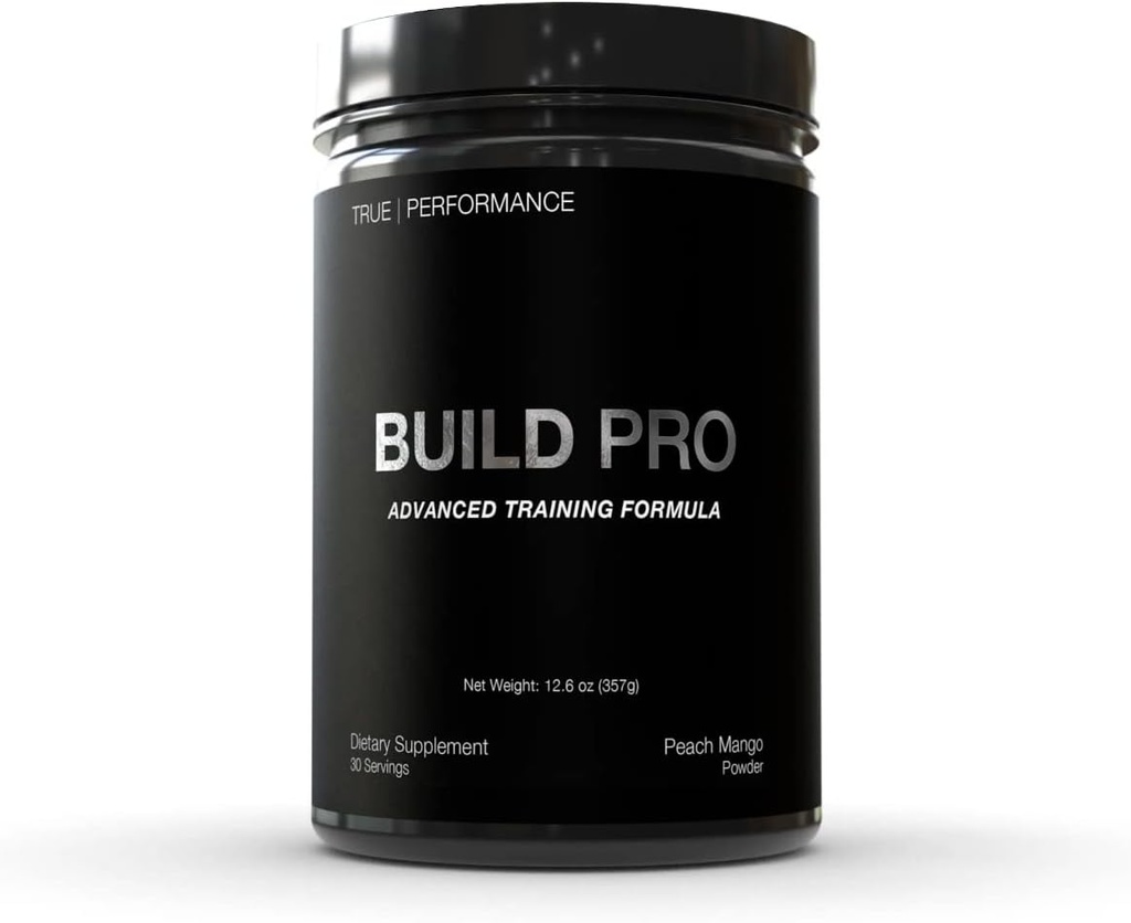 Build Pro pro budování svalů a obnovu, Peach Mango, Patent čeká GAA + Creatin Monohydrát, Pro sílu, výkon, růst svalů - Betaine, Beta Alanin, Zinek, Boron Citrát - 30 Služeb