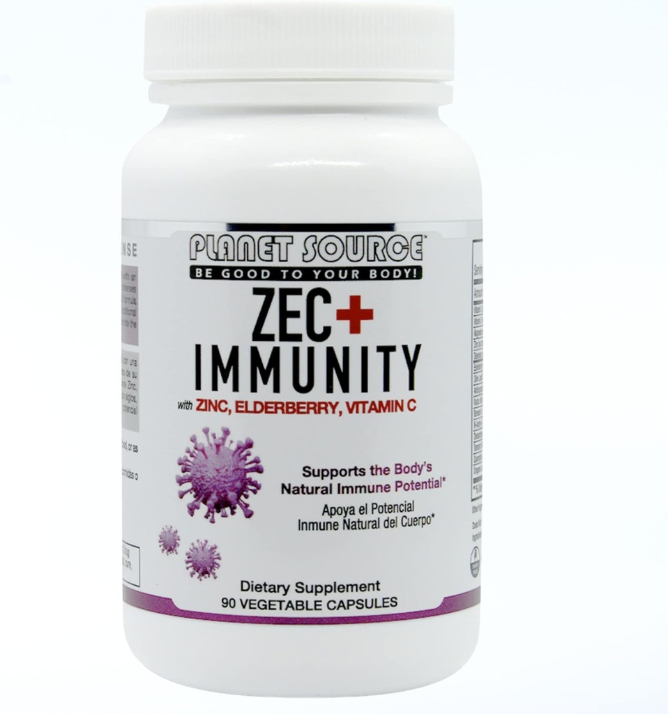 ZEC + Imunita - Dospělé vitamíny se zinkem, bezinky a vitamínem C - Doplněk pro imunitní podporu přírodních bezobratlých pro zdravý život - 90 Count Veggie Kapsle
