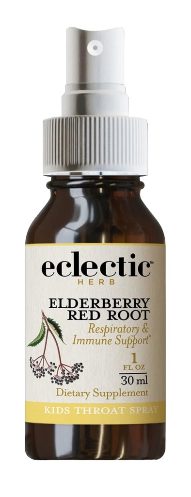 Eklectic Herb - Elderberry Red Root Throat Spray Kids CLAS124; Respirační a imunitní podpora CLAS124; Non- GMO, gluten- Free (1 fl oz CLAS124; 30 ml)