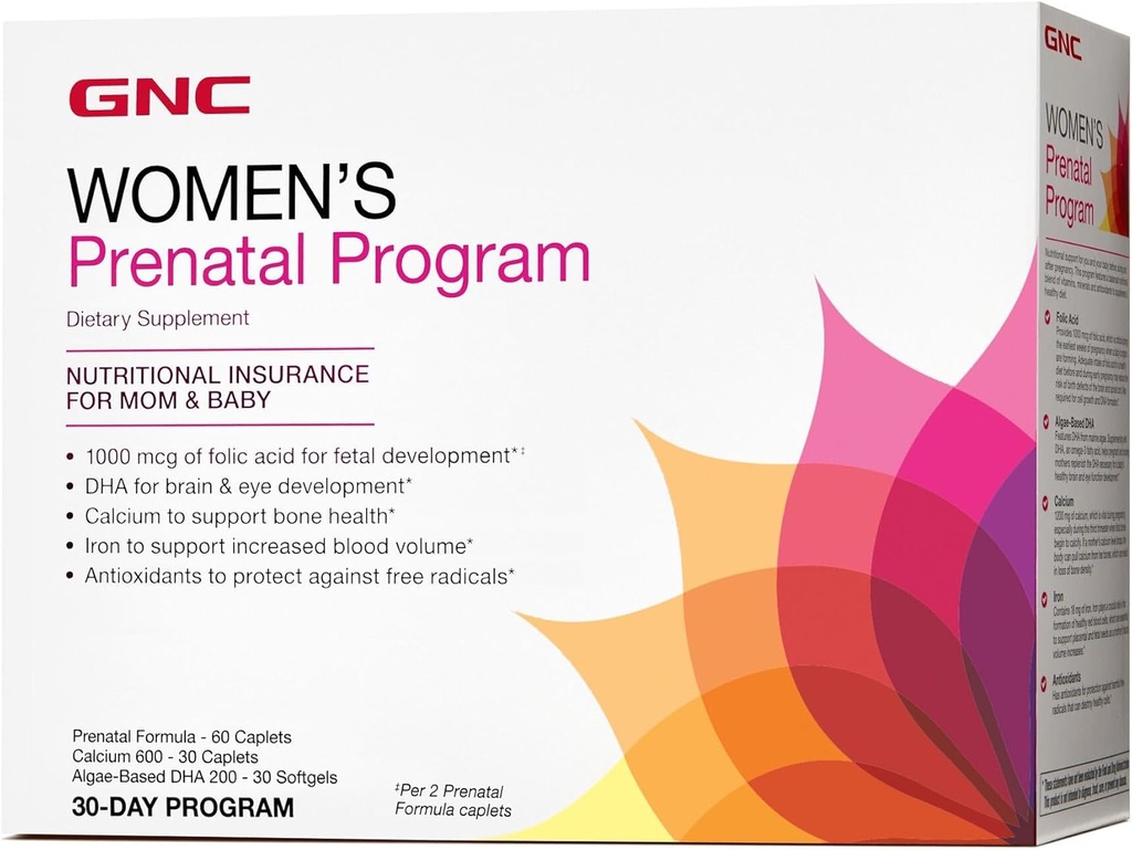 GNC Dámské prenatální program, Denní doplňkový systém, Podporuje zdravý vývoj pro Vaše dítě se zinkem a železem pro fetální potřeby, cílené prenatální a těhotenské Essentials, 30 Balení