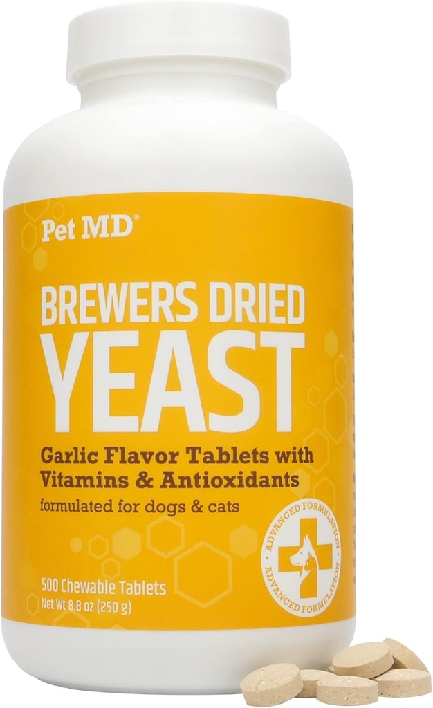 Pet MD Česnek & Brewers Kvasinky pro psy & Kočky - Česnek a Kvasinky Plus Antioxidanty - Brewer 's Kvasinky pro psy & Kočky - Vitamin B 1 & Vitamin C - 500 ct
