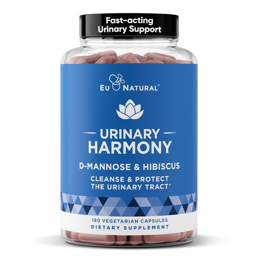 Močový Harmony D- Mannose dodatek - Močové Trakt Zdraví pro ženy - Cleanses a spláchne močový systém - Potenciální klinická síla Formule s DMannose a Hibiscus - 180 Rychle působící Kapsle