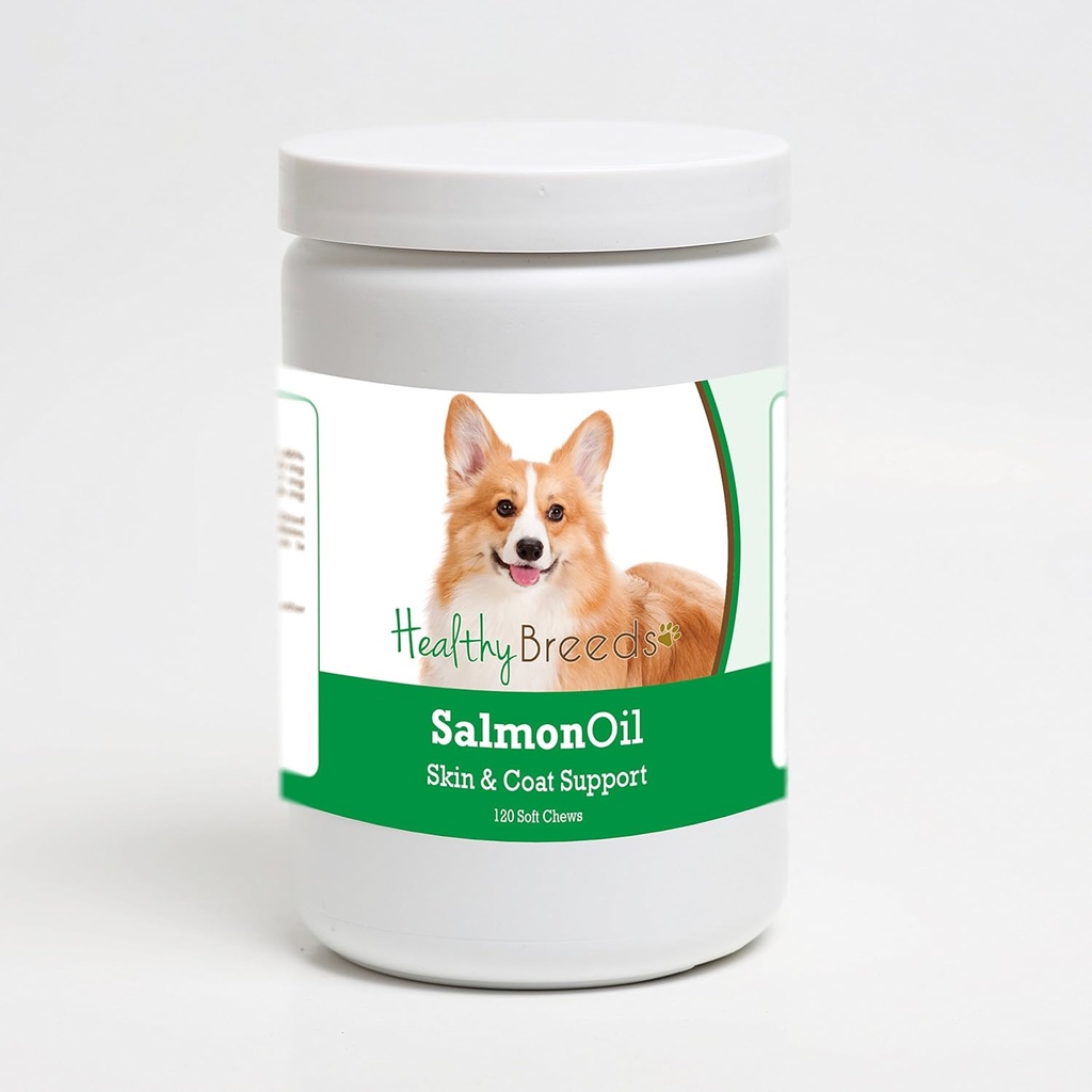 Zdravé Breeds Pembroke Welsh Corgi Salmon Oil Měkké Chews 120 Počet