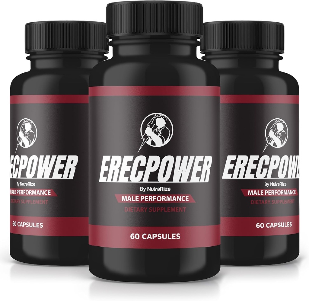 (3 Pack) EreCPower pro muže, Oficiální EreCPower pilulky, Všechny přírodní mužský dodatek, Kapsle na zvýšení energie a celkové zdraví, Erec Power Support pro špičkový výkon, Vitamin, Review (180 Kapsle)