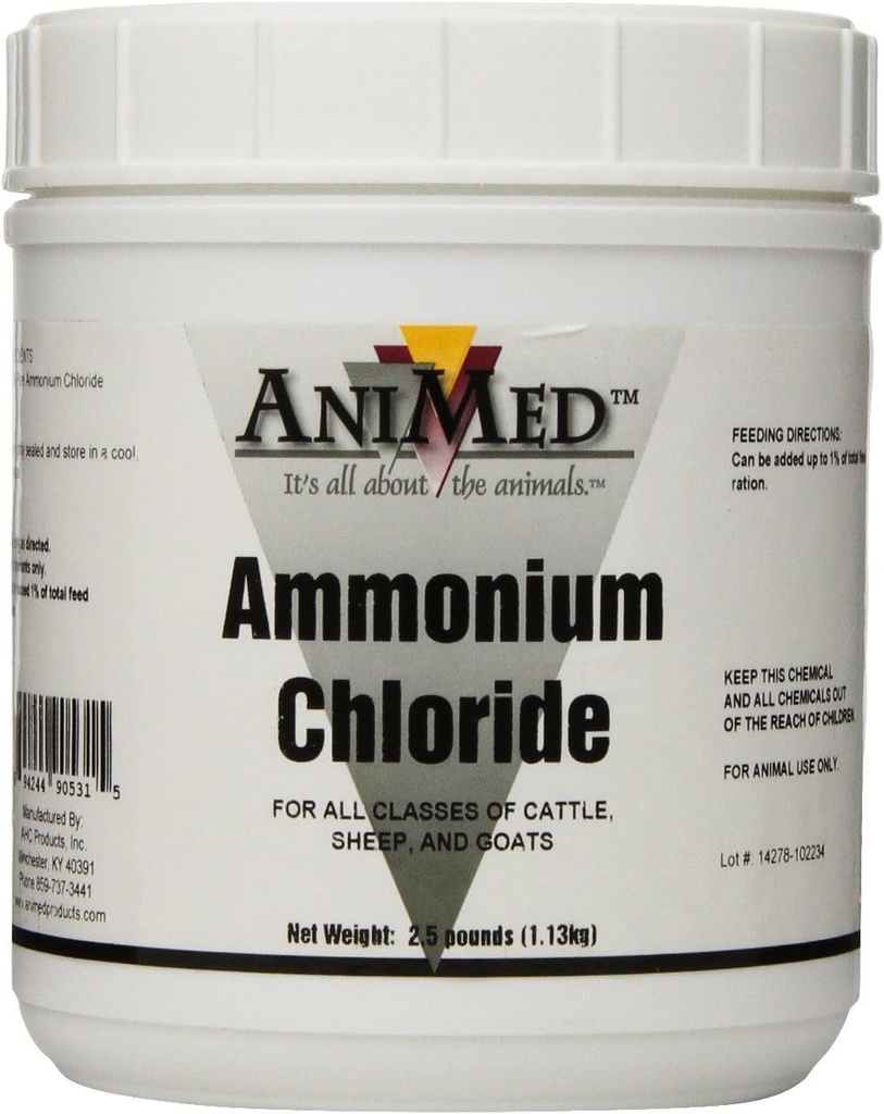 AniMed Powder 99.9-Procento Chlorid amonný pro koně Psi Kočky Krávy Ovce a kozy, 2.5-Pound...