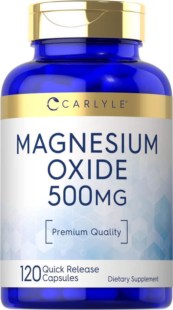 Carlyle Magnesium Oxide 500mg 500mg CLAS124; 120 Kapsle CLAS124; Premium Quality CLAS124; Non- GMO a gluten zdarma dodatek