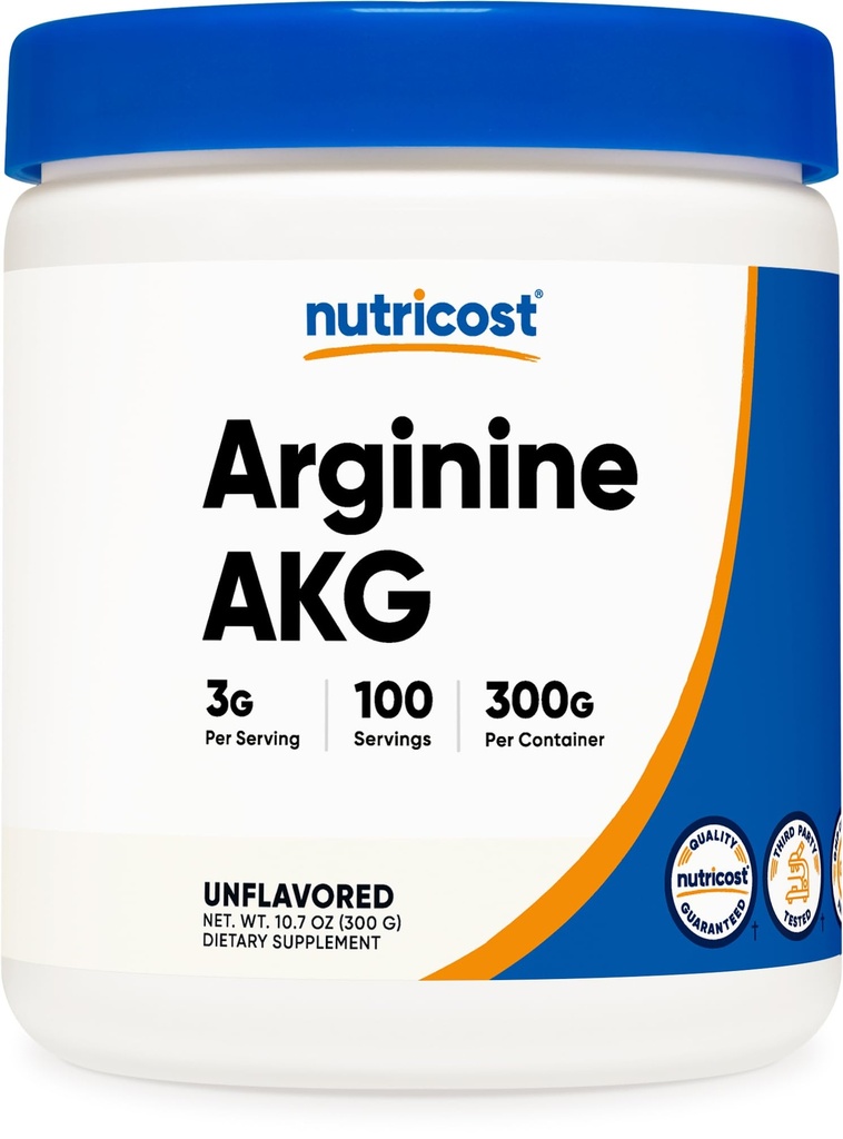 Nutricost Arginin AKG Powder 300 Grams (AAKG) - 3G per Serving & 100 Servings - čistý arginin alfa ketoglutarát