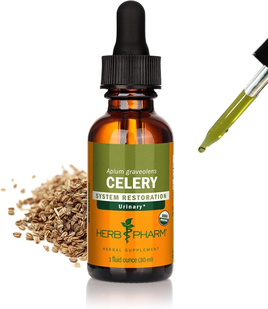 Herb Pharm Certified Organic Celer Seed Liquid Extract for Moč System Support - 1 Ounce (090700000356)