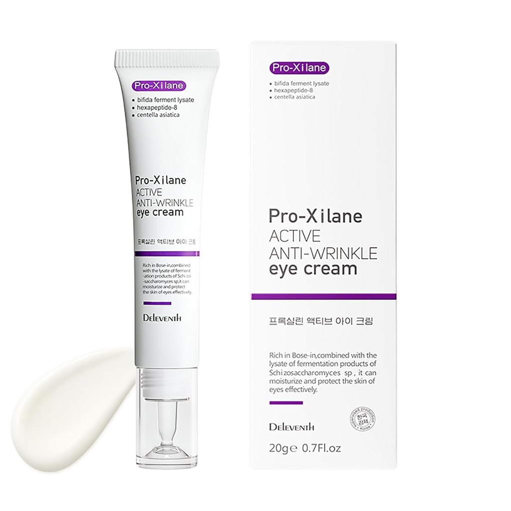 Delevinth Korean Brand Pro-Xilane Active Anti- Wrinkle Eye Cream 20g / Anti- Aging, Anti- Oxidace, Fade Fine Lines, Reduces Wrinkles, Dark Circles & Puffness for Youth, Bright Eyes
