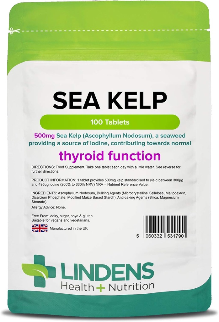 Lindens Kelp Tablets 100 x 500mg High potency 1- a- Day