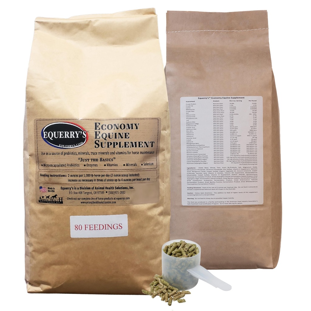 Equerry 's Economy Equine Supplement - Koňská probiotika Czech124; Doplněk pro koně Czech124; Koňské vitamíny a minerály s Enzymy a Seleniem, 10lb