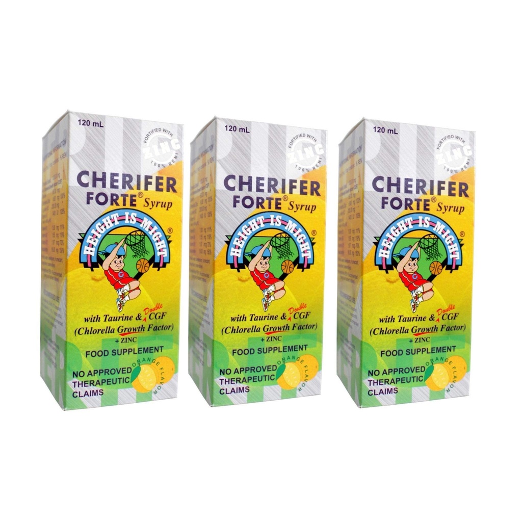 3 CHERIFER Forte Sirup w / Taurin & Double Chlorella růstový faktor + zinek 120 ml