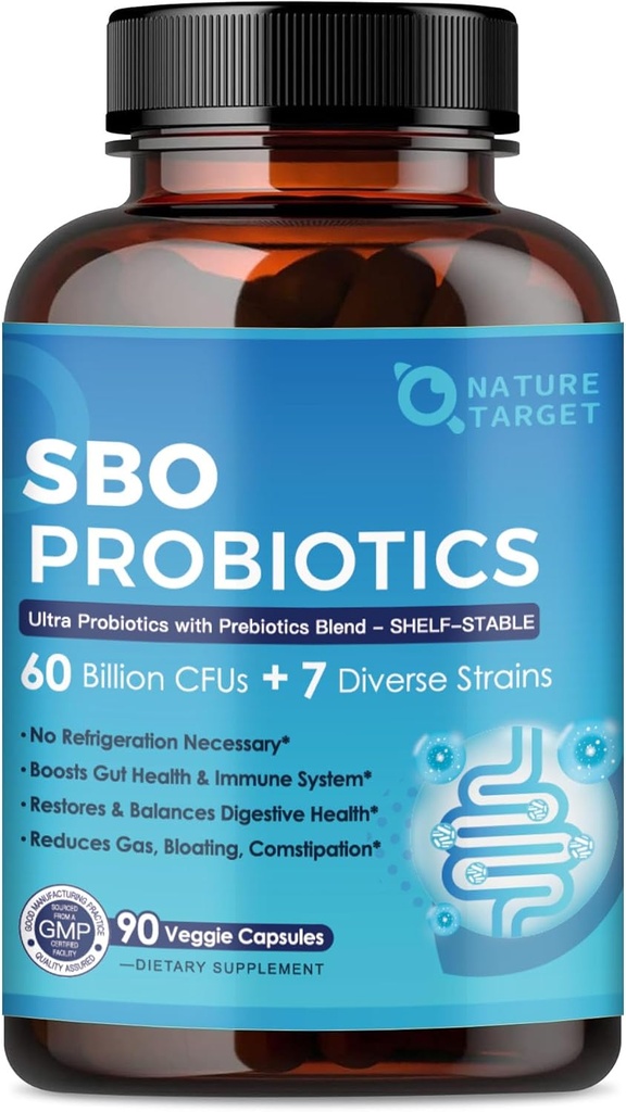 Probiotika pro ženy a muže stravitelné zdraví 60 Miliardy CFU Spore Probiotika s Prebiotika pro imunitní, Gut Zdraví, SBO Probiotická podpora Occasional Zácpa, Gas & Bloating, 90 Veggie Kapsle