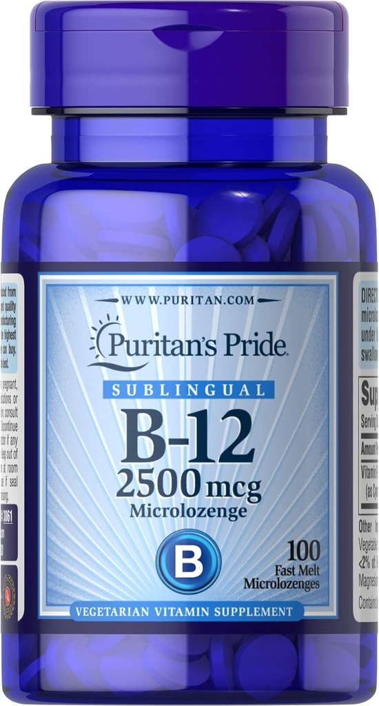 Puritan 's Pride Vitamin B-12 2500 mcg Microlozenges, 100 Počet