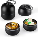 Zannaki malé portable Single Pill Box Keychain - Metal Daily Travel Pill Pořadatel Pouzdro, Vodotěsné Držák pilulek Lahvička, Roztomilý medicína vitamin dodatek Nádoba na kapesní nebo kabelka, černá