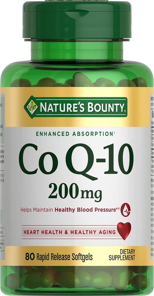 Příroda je Bounty CoQ10, podporuje srdeční zdraví, Dietní dodatek, 200mg, 80 Rychlé uvolnění Softgels
