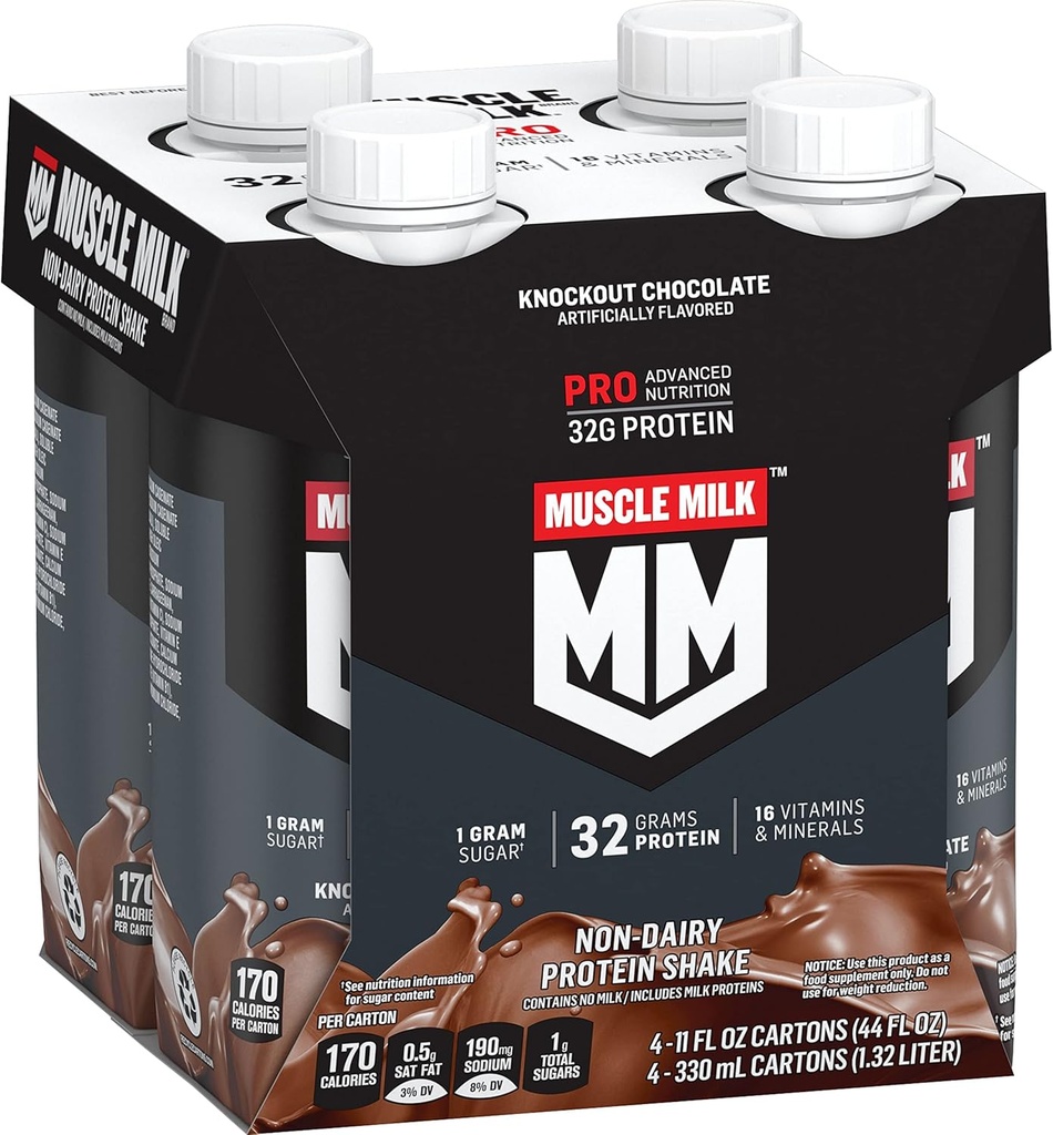 Muscle Milk Pro Series Protein Shake, Knockout Chocolate, 4 Počet