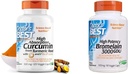 Lékařský BEST DRB- 00107 High Absorpční kurkumin z Turmeric Root s C3 Complex & BioPerine 500mg & 3000 GDU Bromelain Proteolytic Digestive Enzymes doplňky, podporuje zdravé trávení